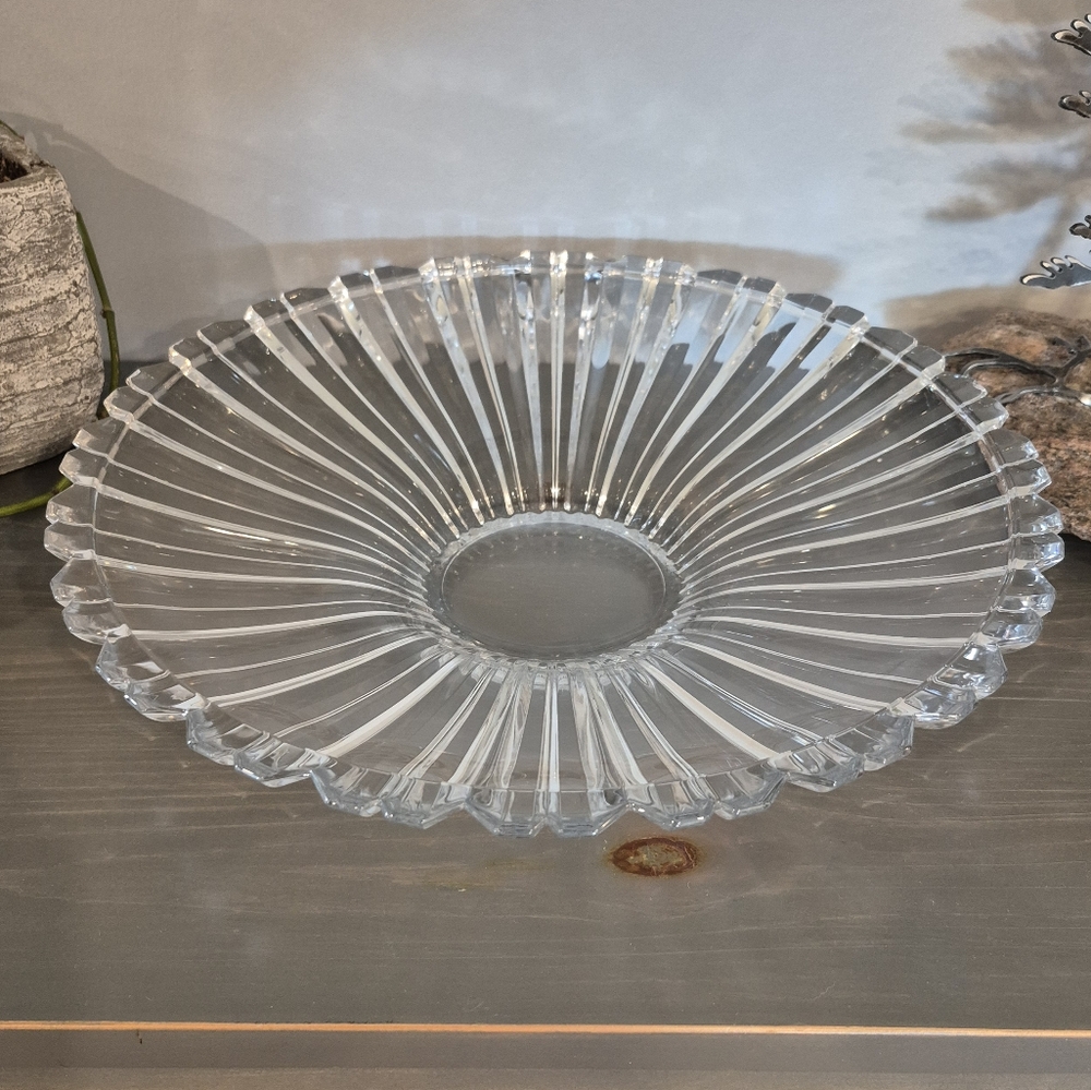 Vintage Mikasa Crystal 15" Heavy Flare Bowl Centerpiece Brilliant Excellent Cond